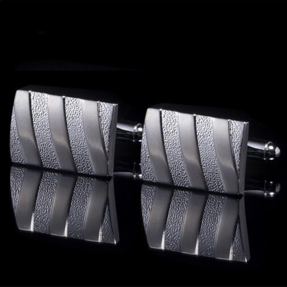Silver Striped Design Cufflinks